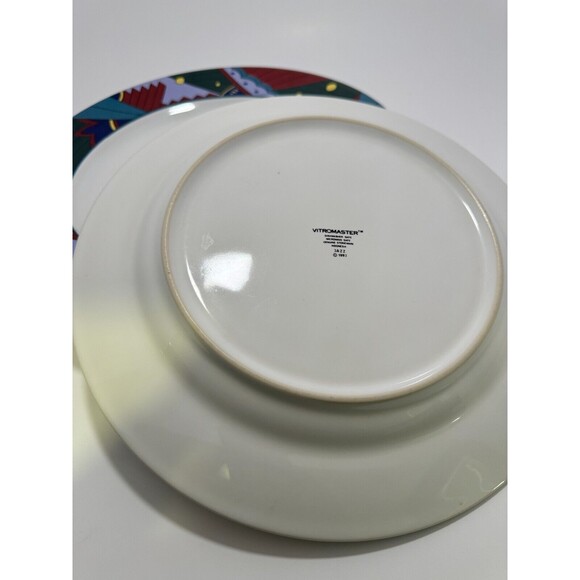 Vitromaster Jazz Dinner Plate 12" 1992 Vintage Postmodern Set of 4 - Picture 3 of 4